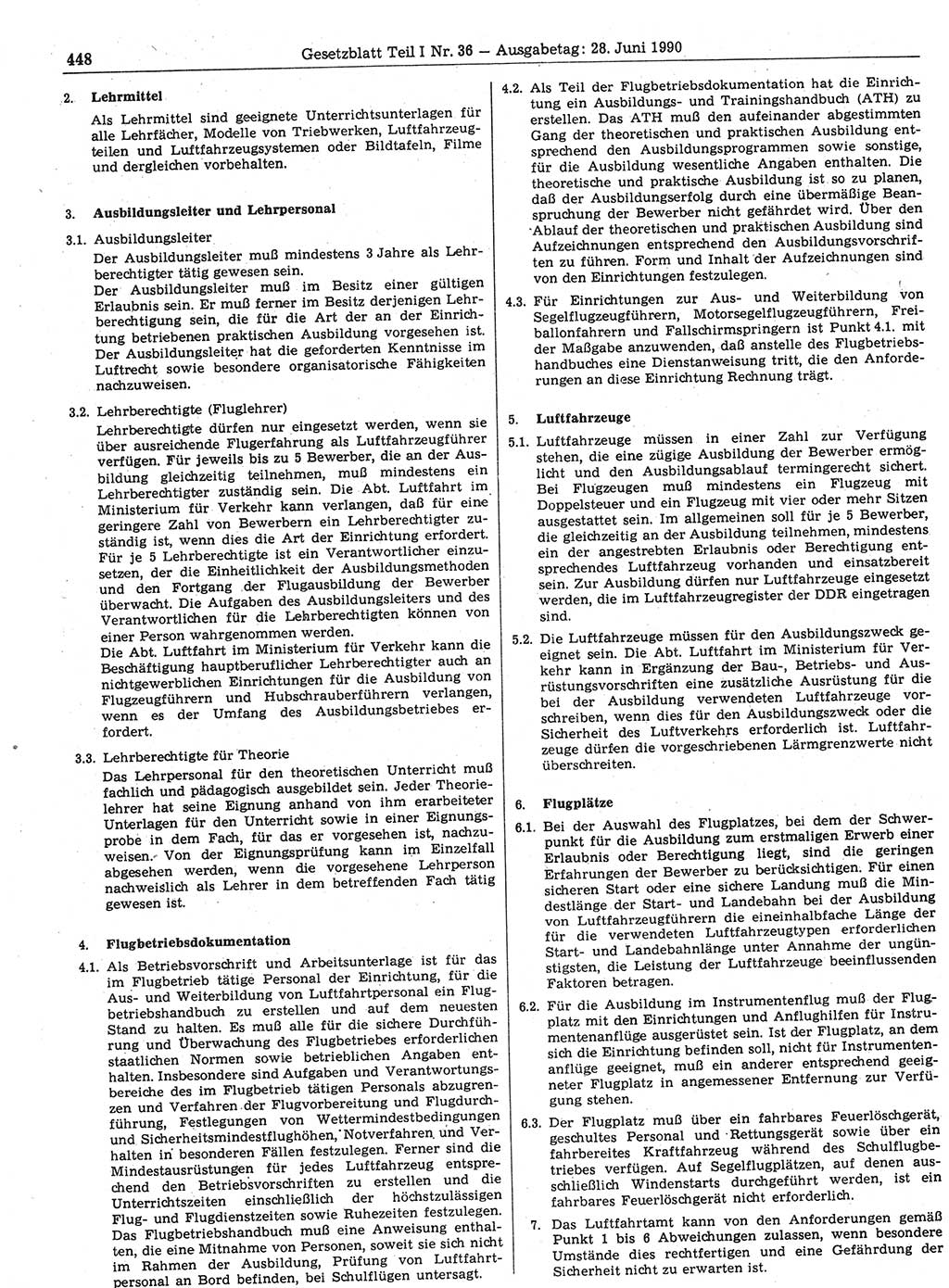 Gesetzblatt (GBl.) der Deutschen Demokratischen Republik (DDR) Teil Ⅰ 1990, Seite 448 (GBl. DDR Ⅰ 1990, S. 448)