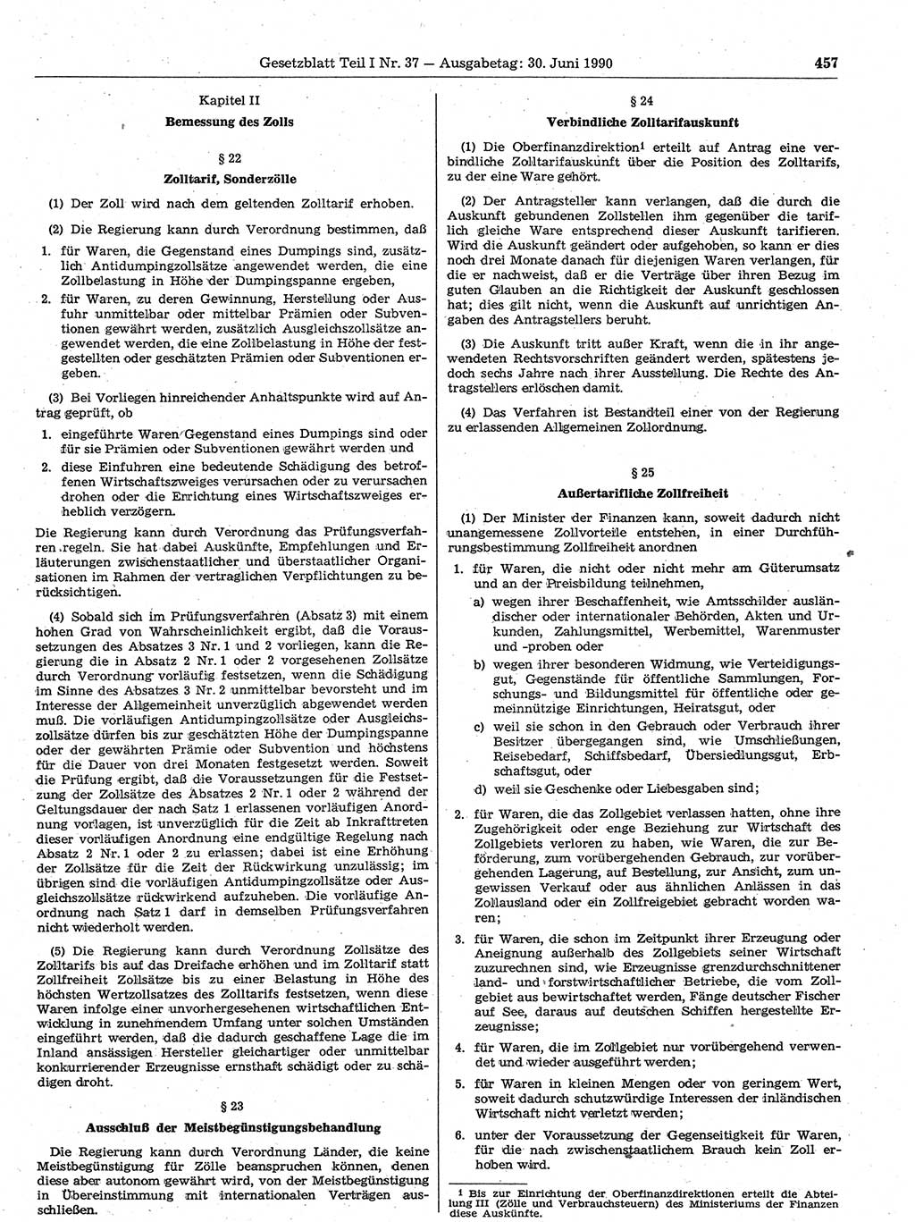 Gesetzblatt (GBl.) der Deutschen Demokratischen Republik (DDR) Teil Ⅰ 1990, Seite 457 (GBl. DDR Ⅰ 1990, S. 457)