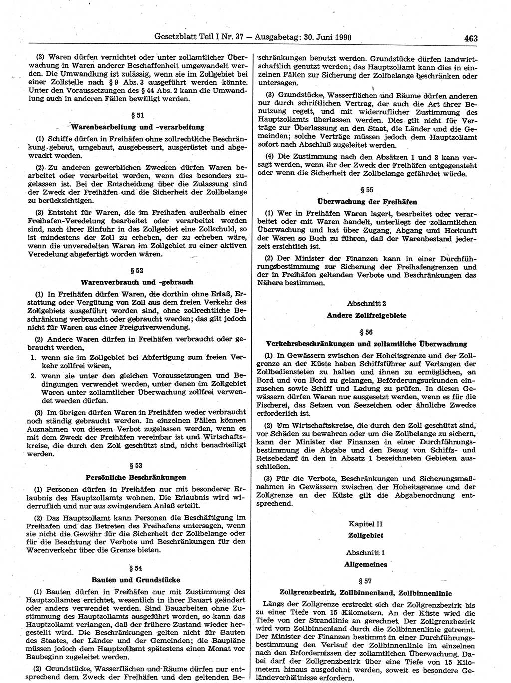 Gesetzblatt (GBl.) der Deutschen Demokratischen Republik (DDR) Teil Ⅰ 1990, Seite 463 (GBl. DDR Ⅰ 1990, S. 463)