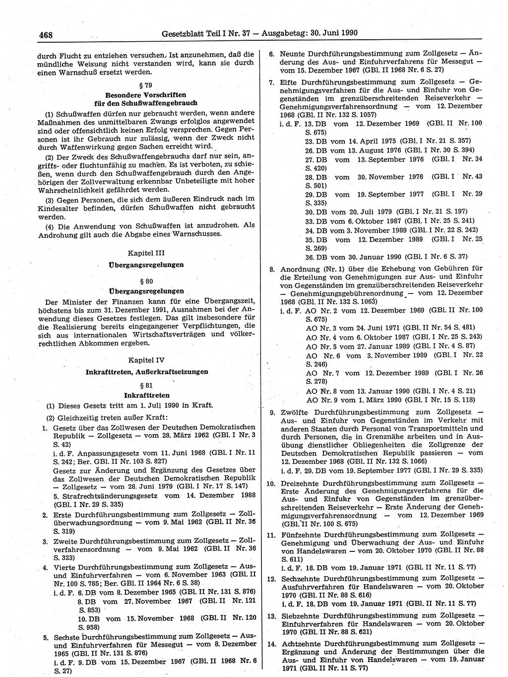 Gesetzblatt (GBl.) der Deutschen Demokratischen Republik (DDR) Teil Ⅰ 1990, Seite 468 (GBl. DDR Ⅰ 1990, S. 468)