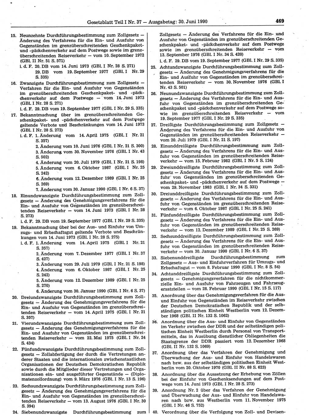 Gesetzblatt (GBl.) der Deutschen Demokratischen Republik (DDR) Teil Ⅰ 1990, Seite 469 (GBl. DDR Ⅰ 1990, S. 469)