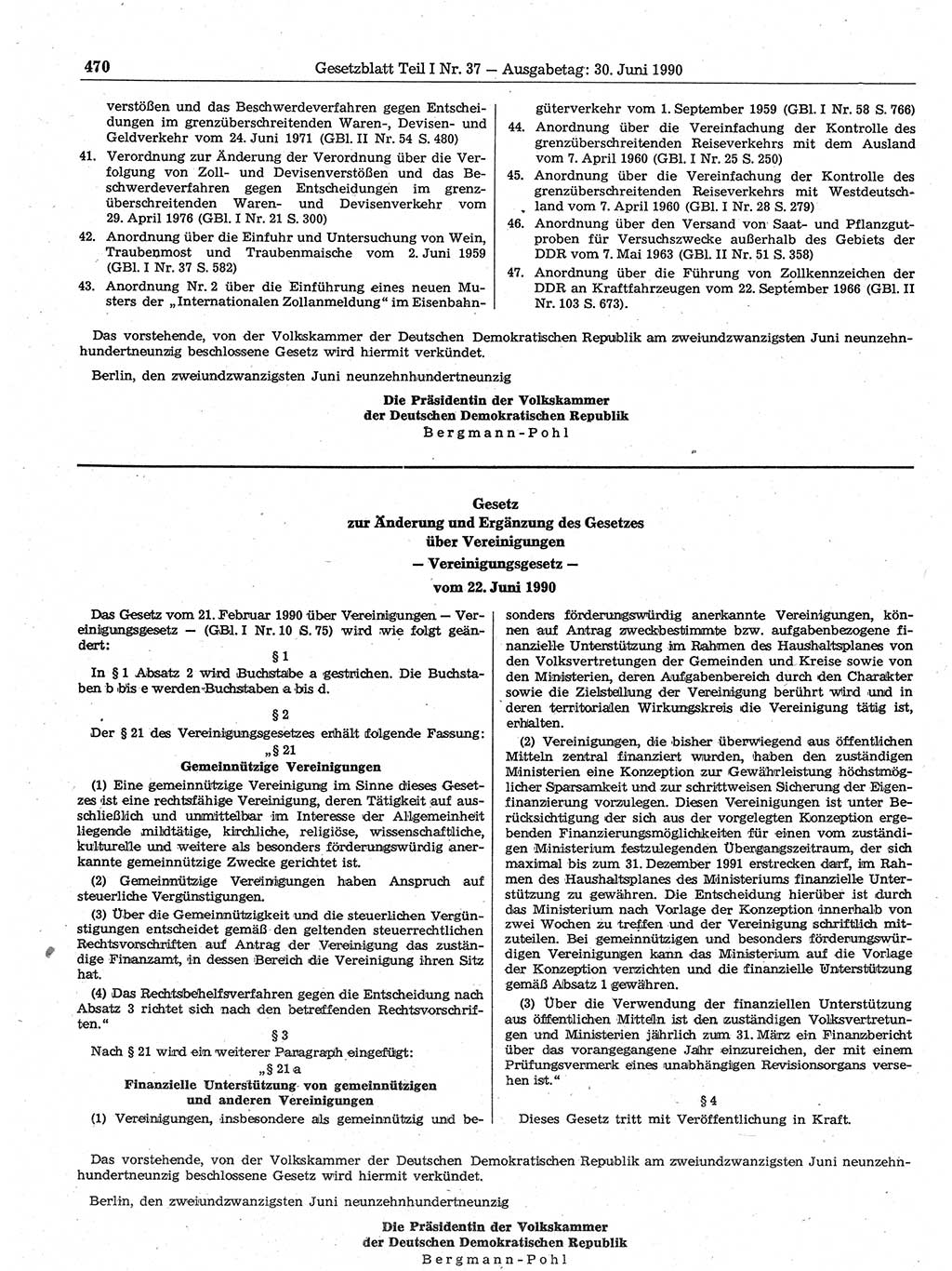 Gesetzblatt (GBl.) der Deutschen Demokratischen Republik (DDR) Teil Ⅰ 1990, Seite 470 (GBl. DDR Ⅰ 1990, S. 470)