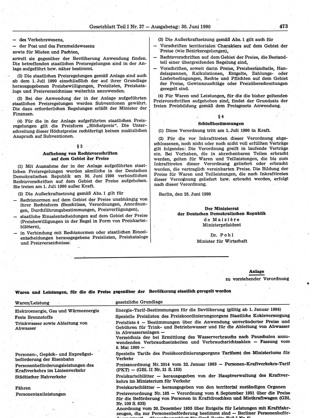 Gesetzblatt (GBl.) der Deutschen Demokratischen Republik (DDR) Teil Ⅰ 1990, Seite 473 (GBl. DDR Ⅰ 1990, S. 473)