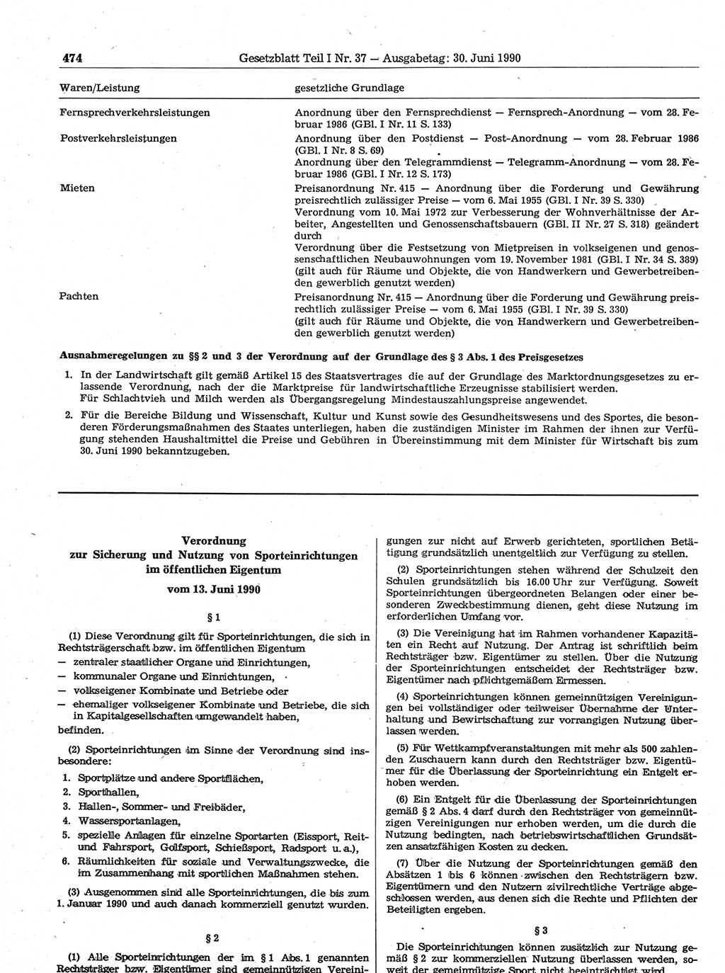 Gesetzblatt (GBl.) der Deutschen Demokratischen Republik (DDR) Teil Ⅰ 1990, Seite 474 (GBl. DDR Ⅰ 1990, S. 474)