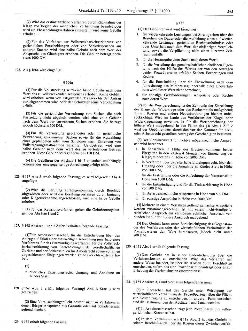 Gesetzblatt (GBl.) der Deutschen Demokratischen Republik (DDR) Teil Ⅰ 1990, Seite 565 (GBl. DDR Ⅰ 1990, S. 565)