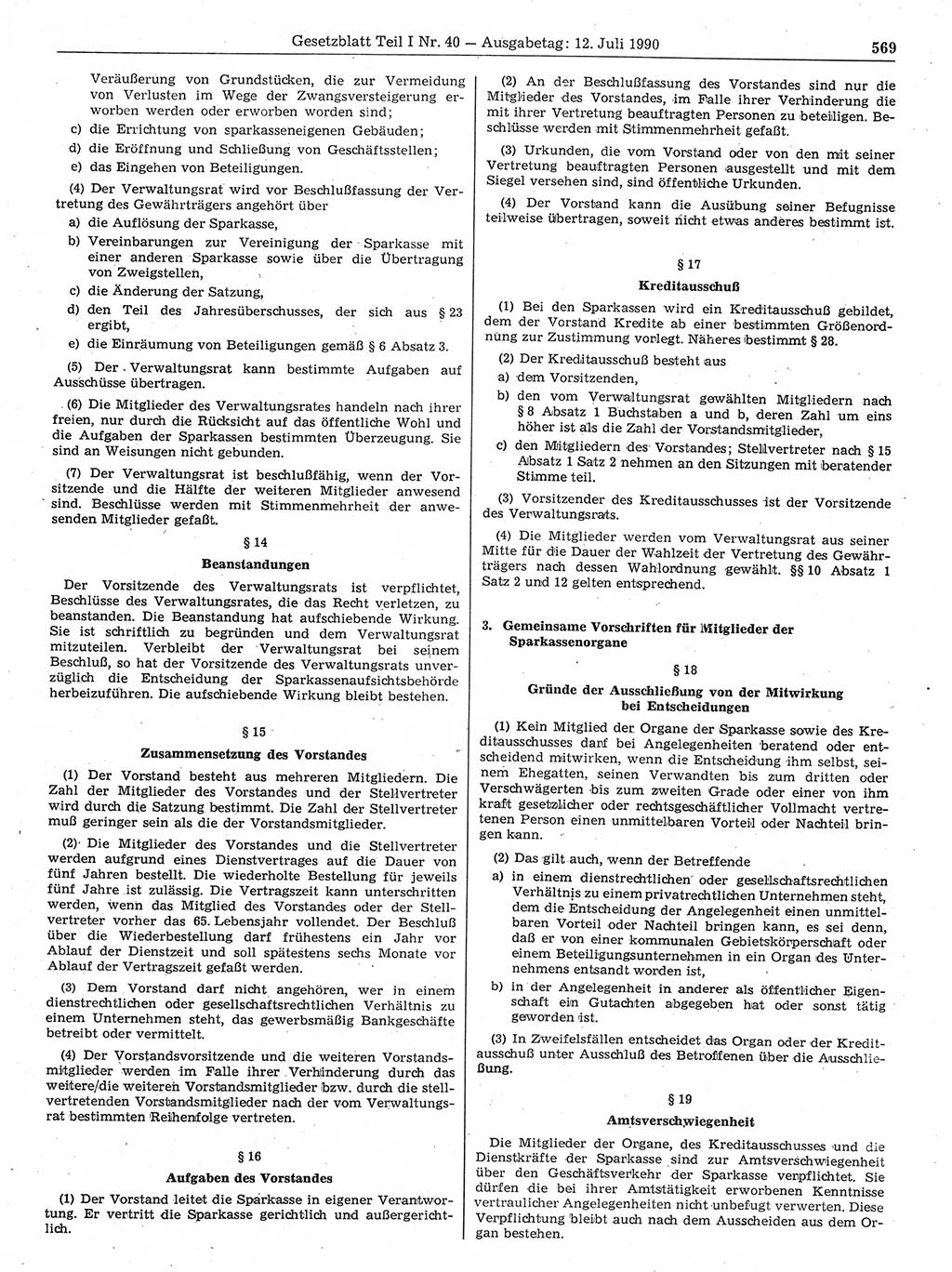 Gesetzblatt (GBl.) der Deutschen Demokratischen Republik (DDR) Teil Ⅰ 1990, Seite 569 (GBl. DDR Ⅰ 1990, S. 569)