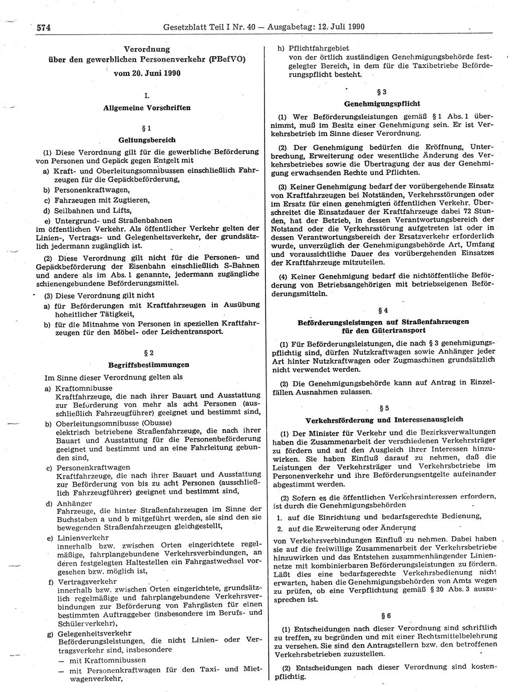 Gesetzblatt (GBl.) der Deutschen Demokratischen Republik (DDR) Teil Ⅰ 1990, Seite 574 (GBl. DDR Ⅰ 1990, S. 574)
