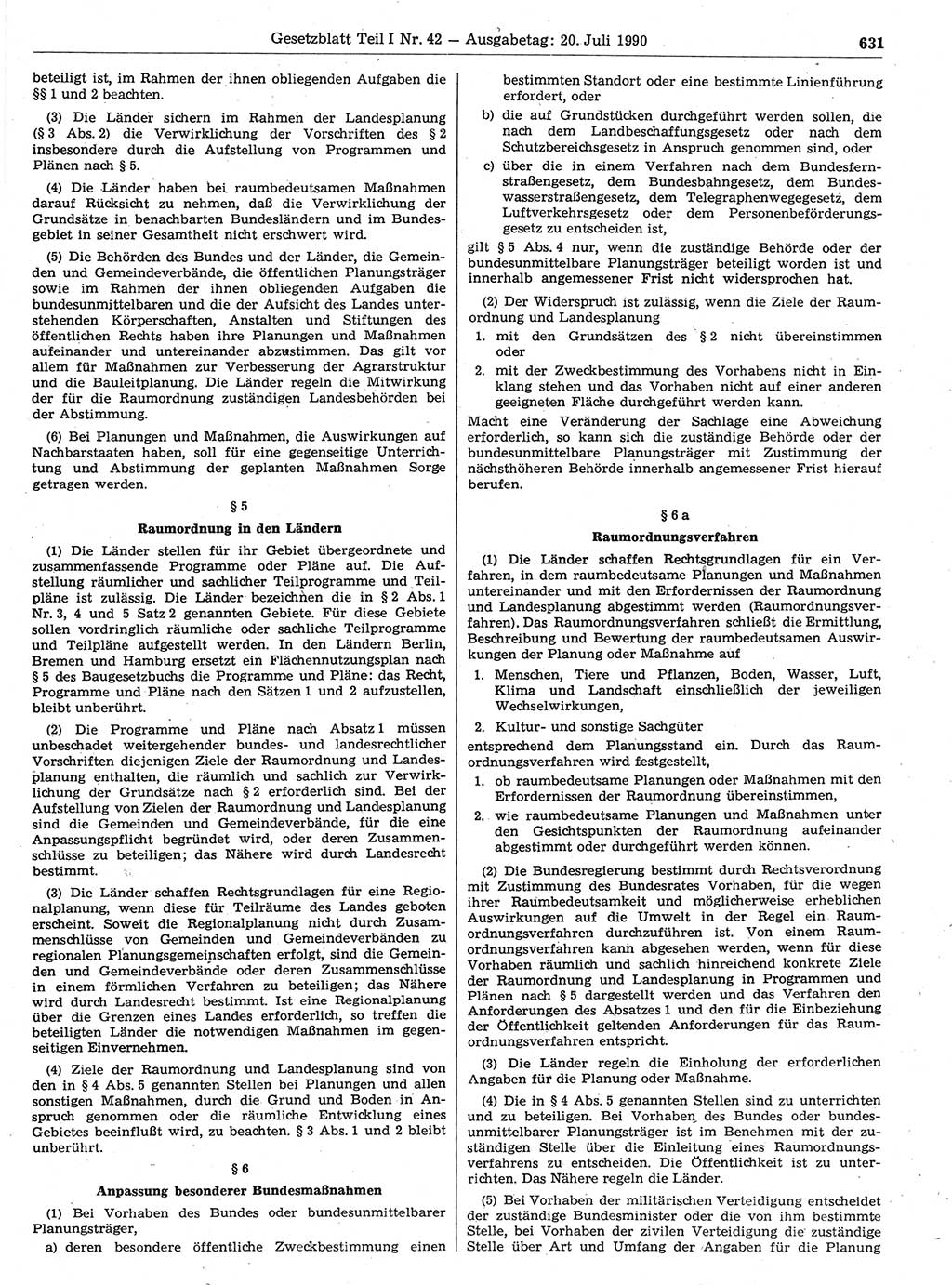 Gesetzblatt (GBl.) der Deutschen Demokratischen Republik (DDR) Teil Ⅰ 1990, Seite 631 (GBl. DDR Ⅰ 1990, S. 631)