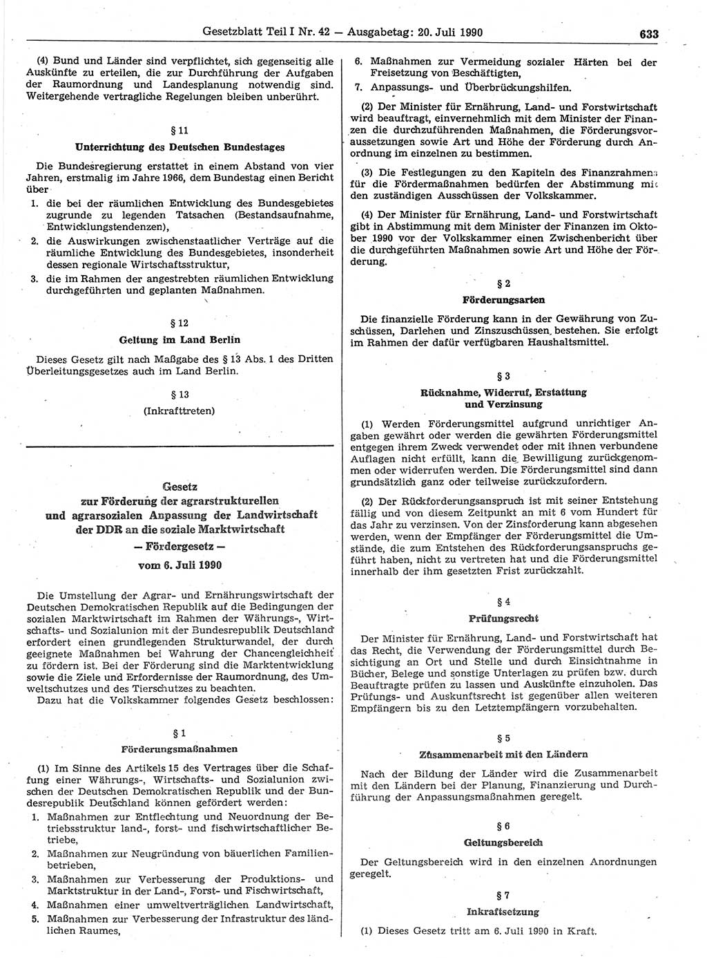 Gesetzblatt (GBl.) der Deutschen Demokratischen Republik (DDR) Teil Ⅰ 1990, Seite 633 (GBl. DDR Ⅰ 1990, S. 633)
