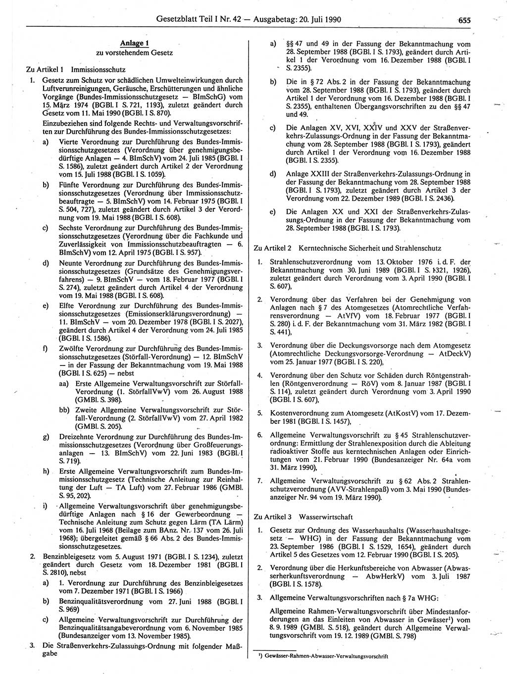 Gesetzblatt (GBl.) der Deutschen Demokratischen Republik (DDR) Teil Ⅰ 1990, Seite 655 (GBl. DDR Ⅰ 1990, S. 655)