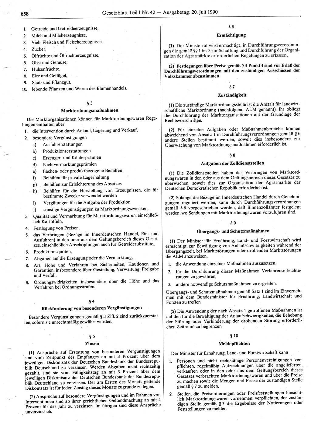 Gesetzblatt (GBl.) der Deutschen Demokratischen Republik (DDR) Teil Ⅰ 1990, Seite 658 (GBl. DDR Ⅰ 1990, S. 658)