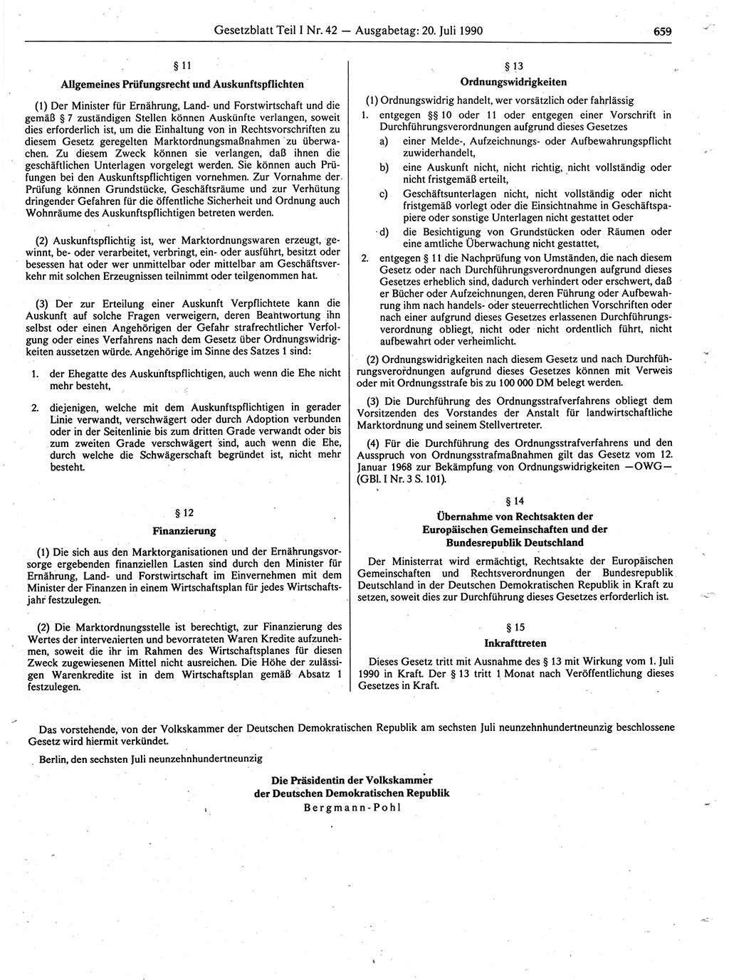Gesetzblatt (GBl.) der Deutschen Demokratischen Republik (DDR) Teil Ⅰ 1990, Seite 659 (GBl. DDR Ⅰ 1990, S. 659)