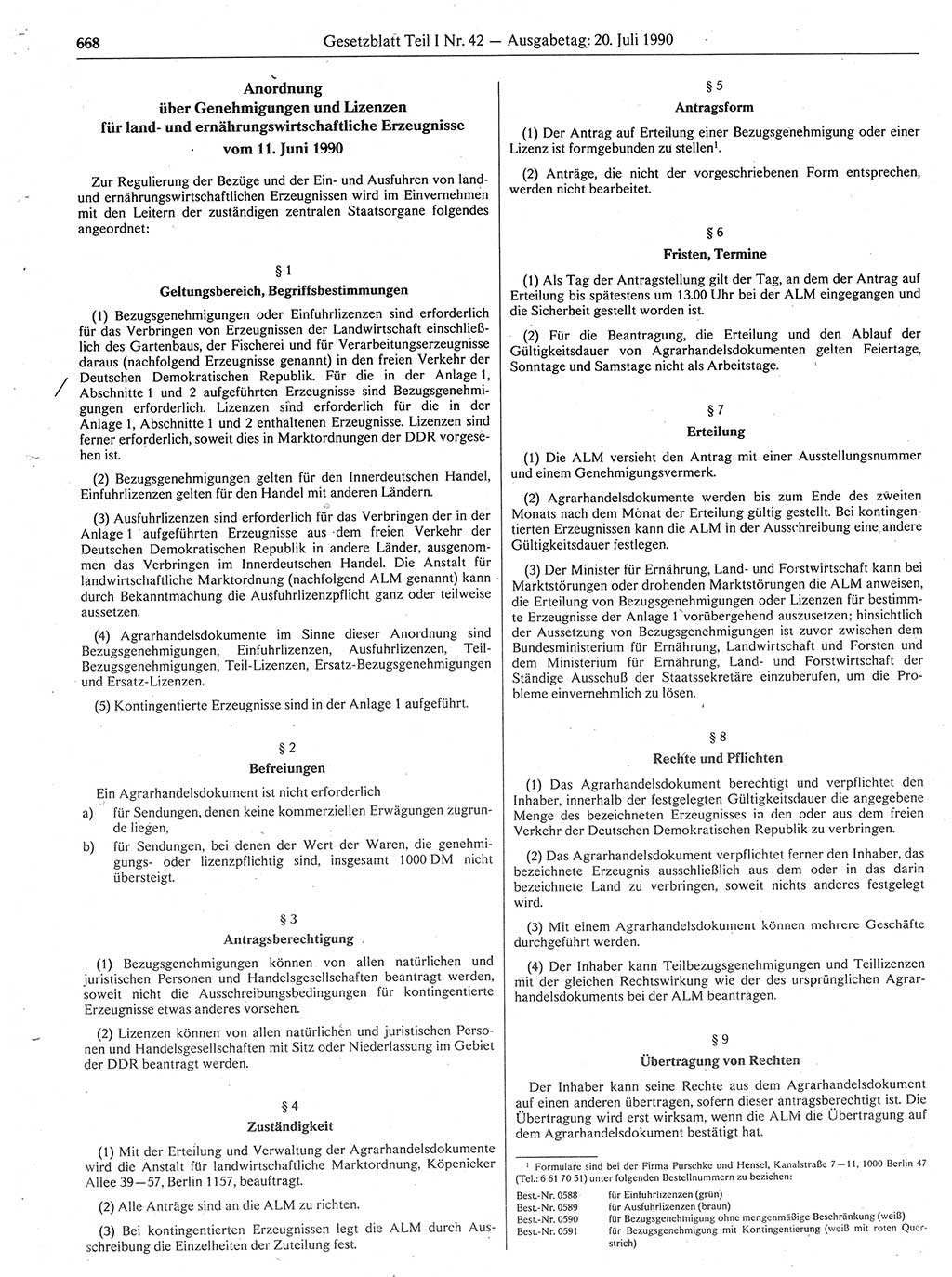 Gesetzblatt (GBl.) der Deutschen Demokratischen Republik (DDR) Teil Ⅰ 1990, Seite 668 (GBl. DDR Ⅰ 1990, S. 668)