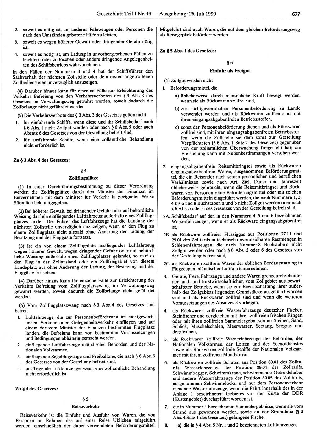 Gesetzblatt (GBl.) der Deutschen Demokratischen Republik (DDR) Teil Ⅰ 1990, Seite 677 (GBl. DDR Ⅰ 1990, S. 677)