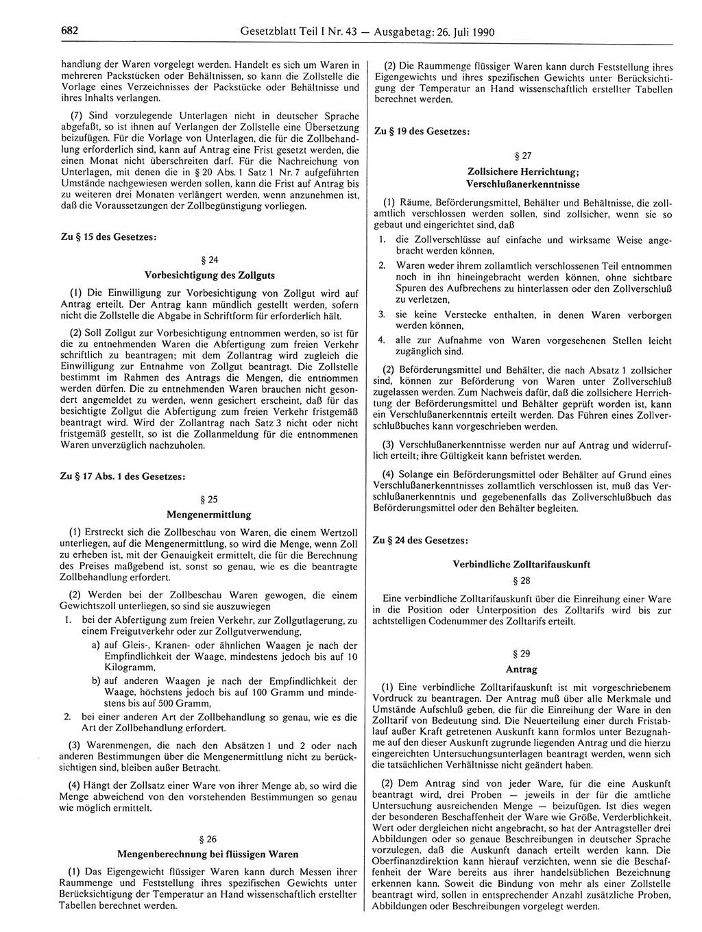 Gesetzblatt (GBl.) der Deutschen Demokratischen Republik (DDR) Teil Ⅰ 1990, Seite 682 (GBl. DDR Ⅰ 1990, S. 682)
