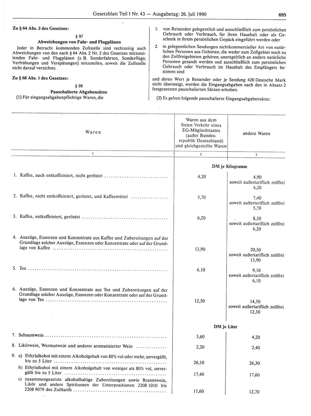 Gesetzblatt (GBl.) der Deutschen Demokratischen Republik (DDR) Teil Ⅰ 1990, Seite 695 (GBl. DDR Ⅰ 1990, S. 695)