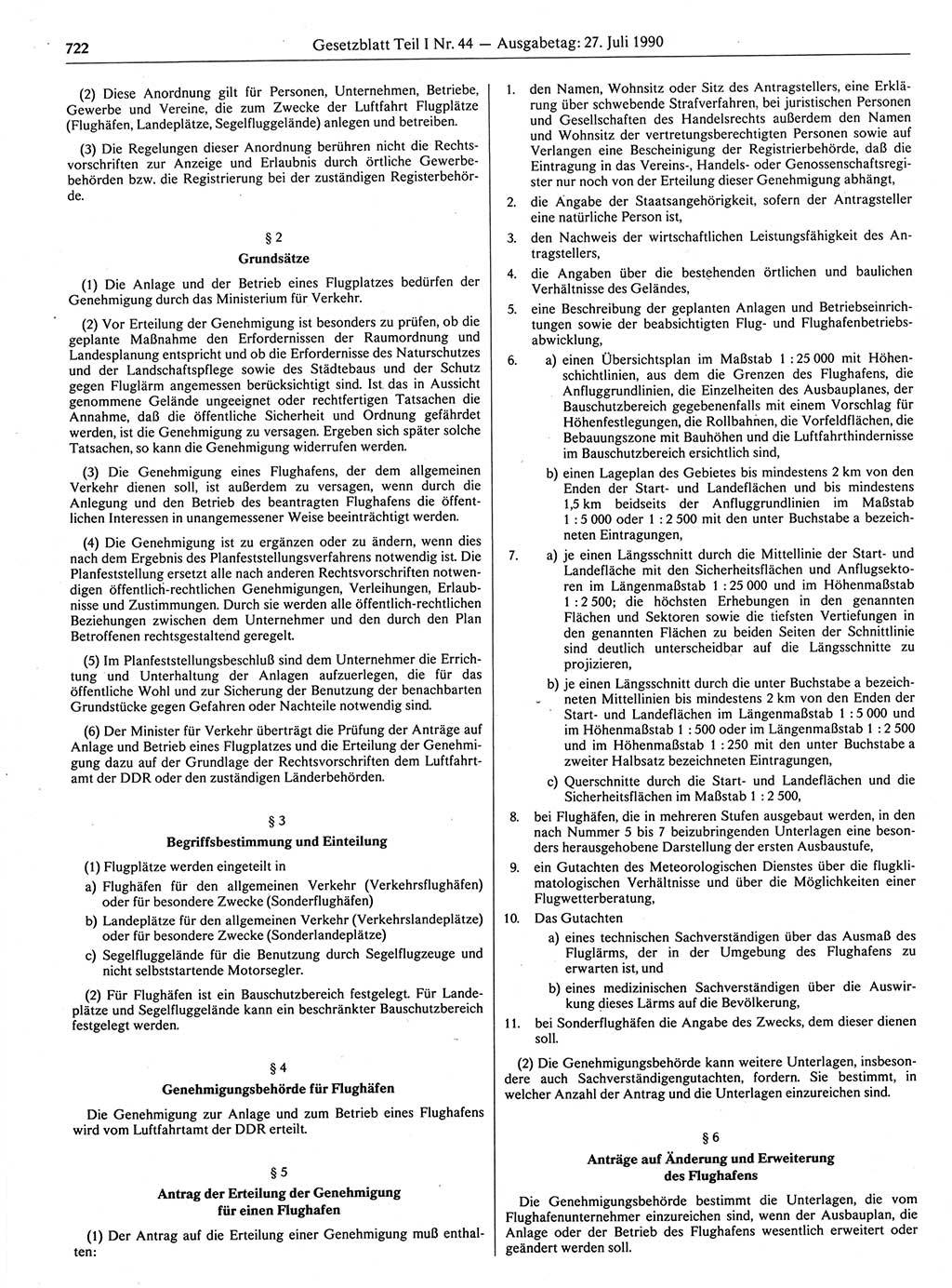 Gesetzblatt (GBl.) der Deutschen Demokratischen Republik (DDR) Teil Ⅰ 1990, Seite 722 (GBl. DDR Ⅰ 1990, S. 722)