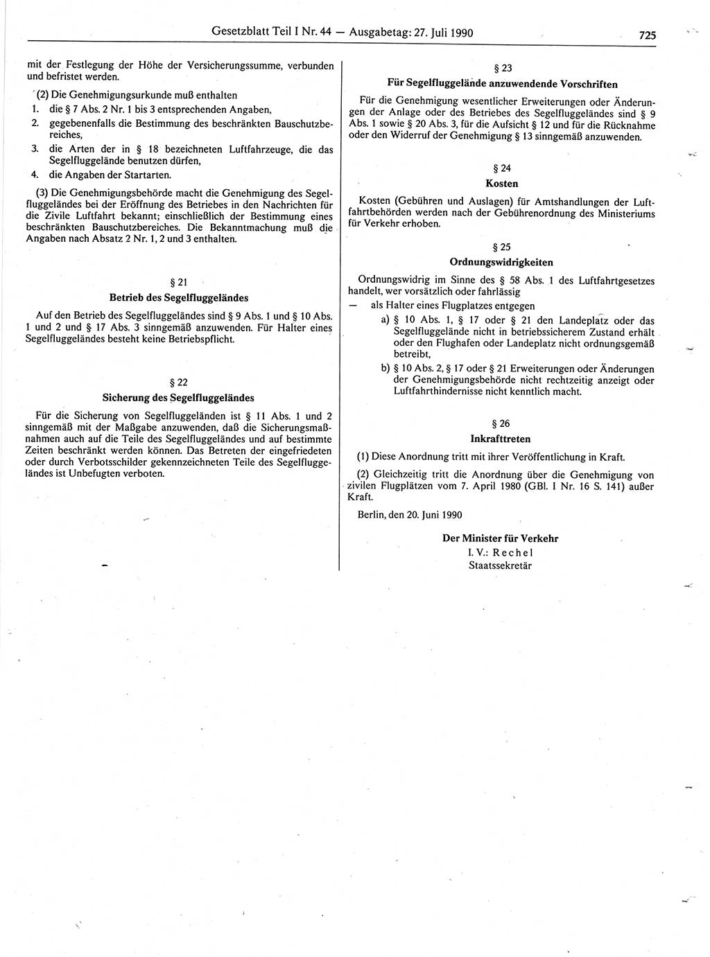 Gesetzblatt (GBl.) der Deutschen Demokratischen Republik (DDR) Teil Ⅰ 1990, Seite 725 (GBl. DDR Ⅰ 1990, S. 725)