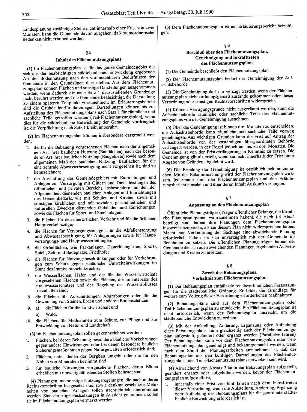 Gesetzblatt (GBl.) der Deutschen Demokratischen Republik (DDR) Teil Ⅰ 1990, Seite 742 (GBl. DDR Ⅰ 1990, S. 742)