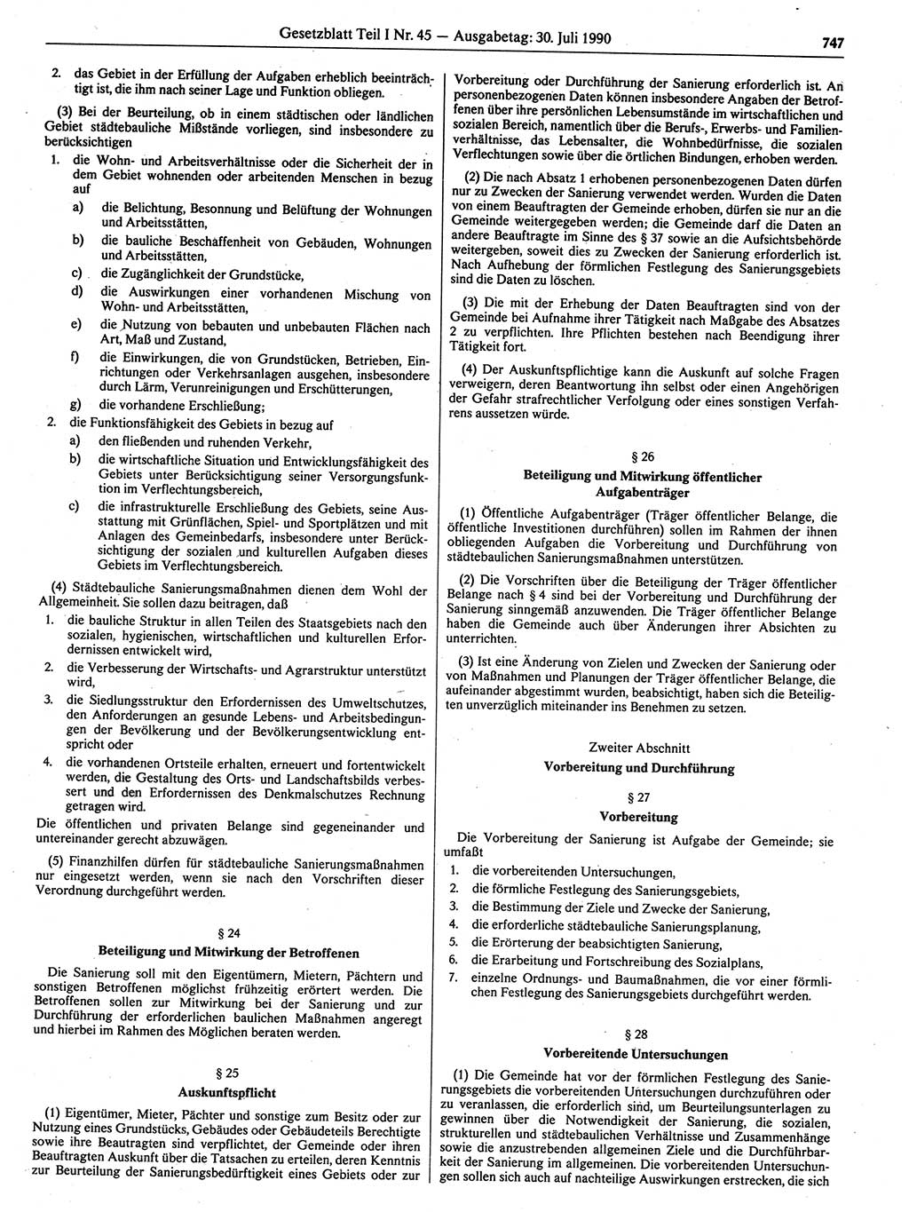 Gesetzblatt (GBl.) der Deutschen Demokratischen Republik (DDR) Teil Ⅰ 1990, Seite 747 (GBl. DDR Ⅰ 1990, S. 747)