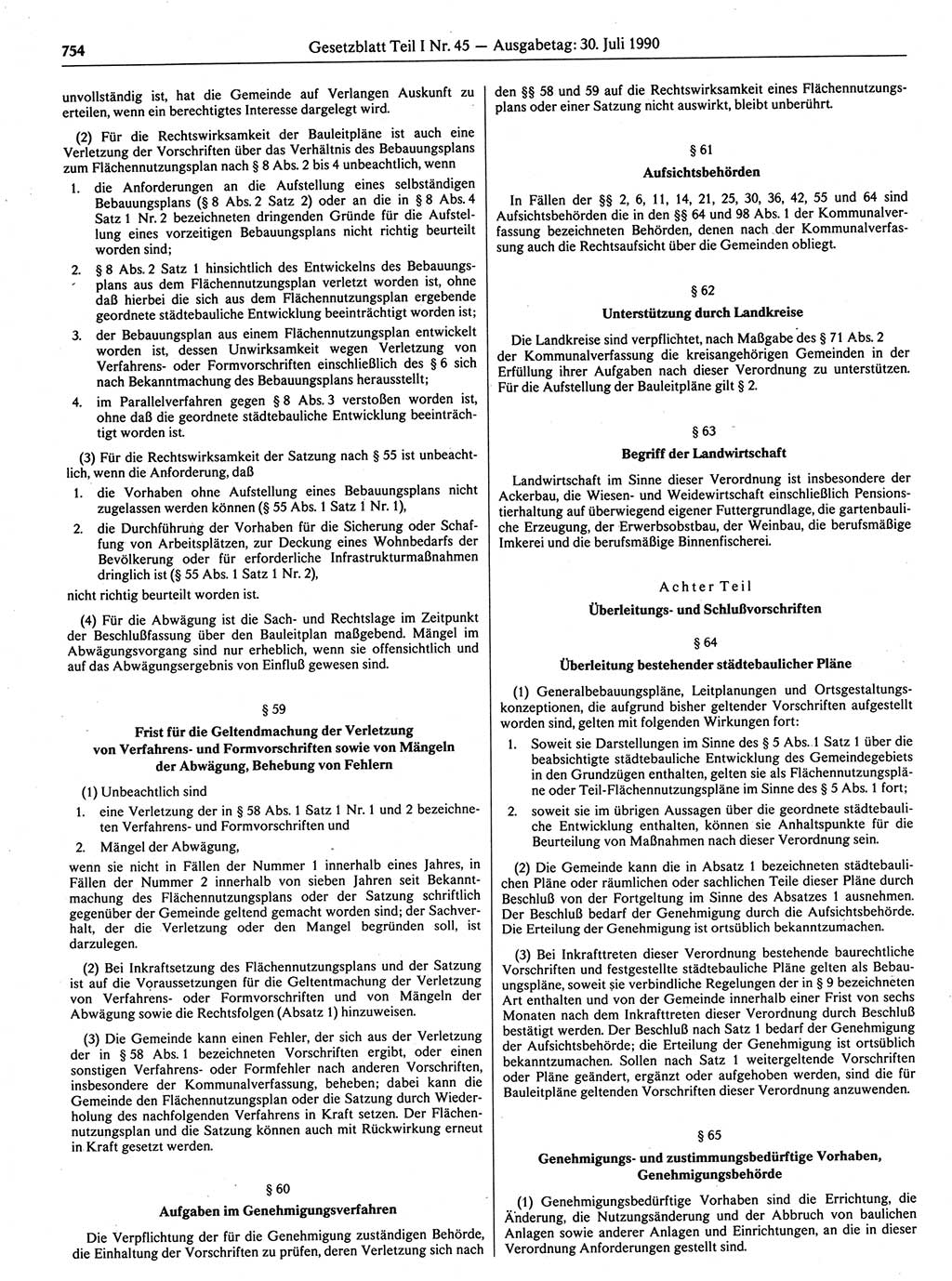 Gesetzblatt (GBl.) der Deutschen Demokratischen Republik (DDR) Teil Ⅰ 1990, Seite 754 (GBl. DDR Ⅰ 1990, S. 754)