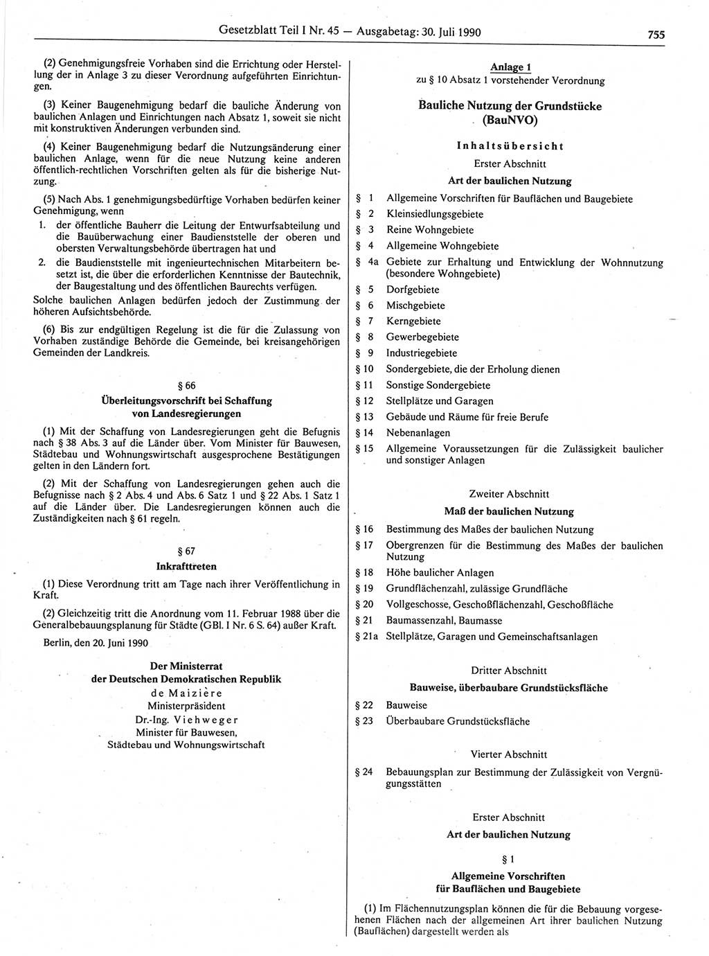 Gesetzblatt (GBl.) der Deutschen Demokratischen Republik (DDR) Teil Ⅰ 1990, Seite 755 (GBl. DDR Ⅰ 1990, S. 755)