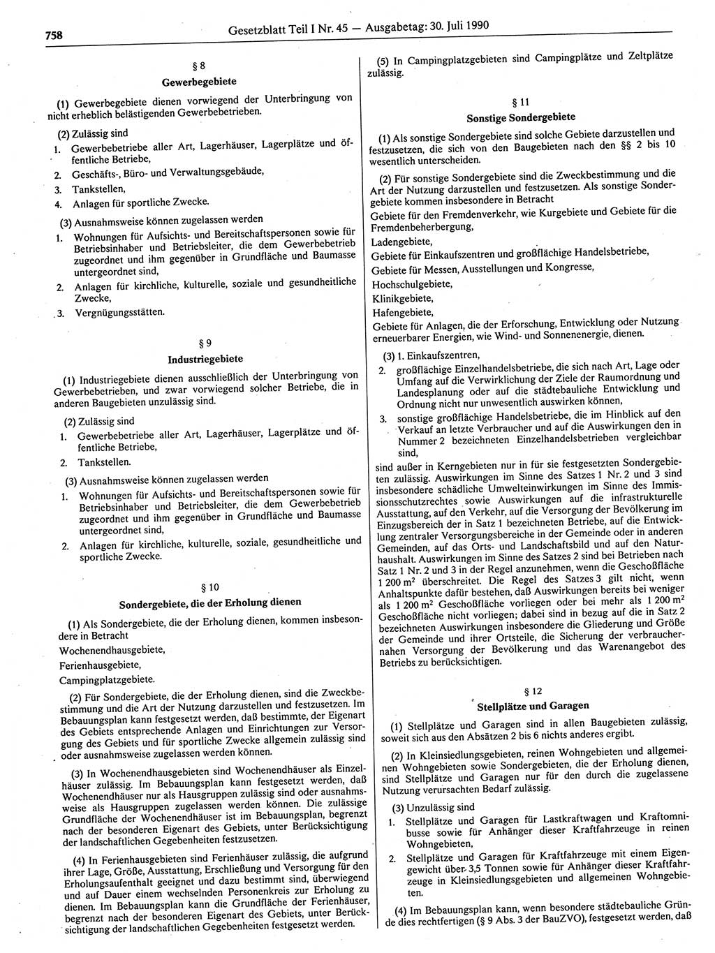 Gesetzblatt (GBl.) der Deutschen Demokratischen Republik (DDR) Teil Ⅰ 1990, Seite 758 (GBl. DDR Ⅰ 1990, S. 758)