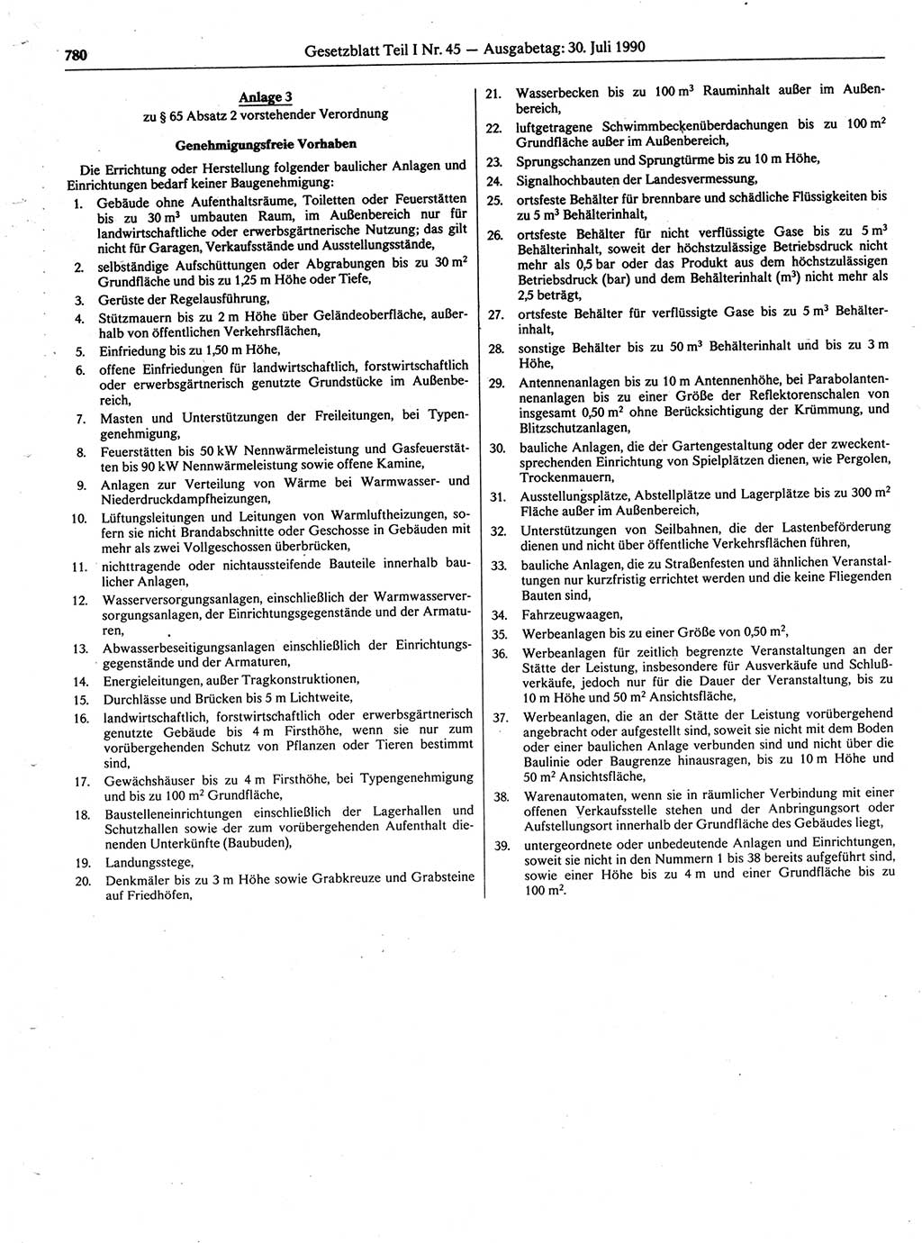 Gesetzblatt (GBl.) der Deutschen Demokratischen Republik (DDR) Teil Ⅰ 1990, Seite 780 (GBl. DDR Ⅰ 1990, S. 780)