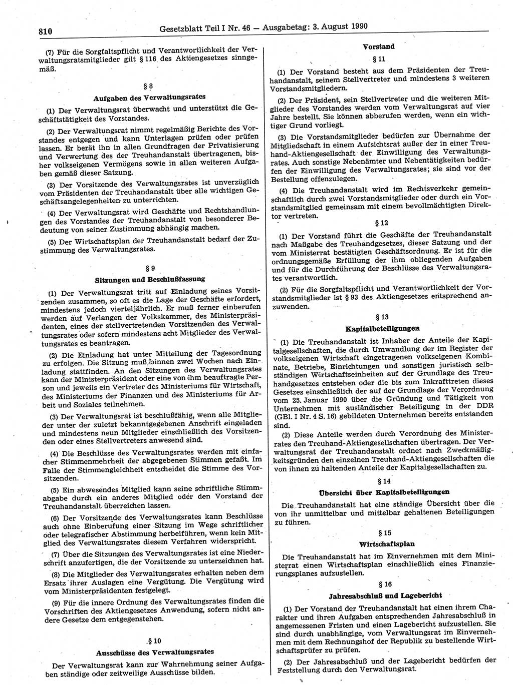 Gesetzblatt (GBl.) der Deutschen Demokratischen Republik (DDR) Teil Ⅰ 1990, Seite 810 (GBl. DDR Ⅰ 1990, S. 810)