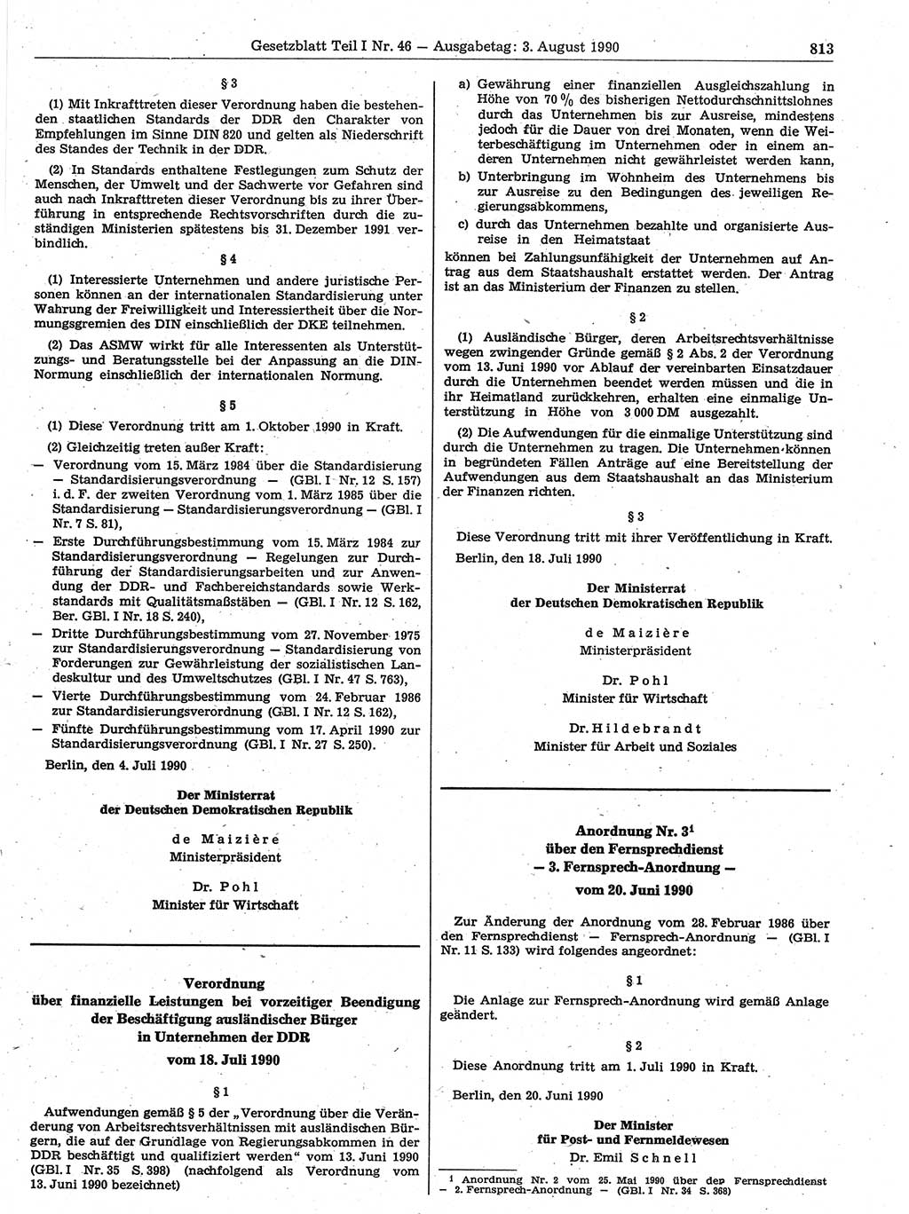 Gesetzblatt (GBl.) der Deutschen Demokratischen Republik (DDR) Teil Ⅰ 1990, Seite 813 (GBl. DDR Ⅰ 1990, S. 813)