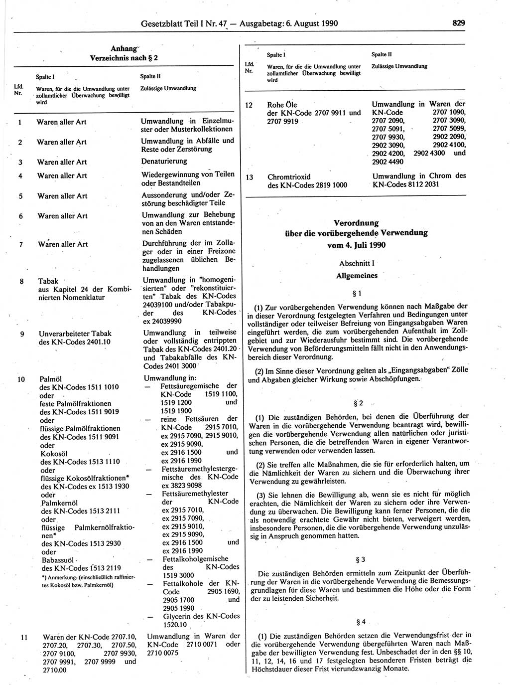 Gesetzblatt (GBl.) der Deutschen Demokratischen Republik (DDR) Teil Ⅰ 1990, Seite 829 (GBl. DDR Ⅰ 1990, S. 829)