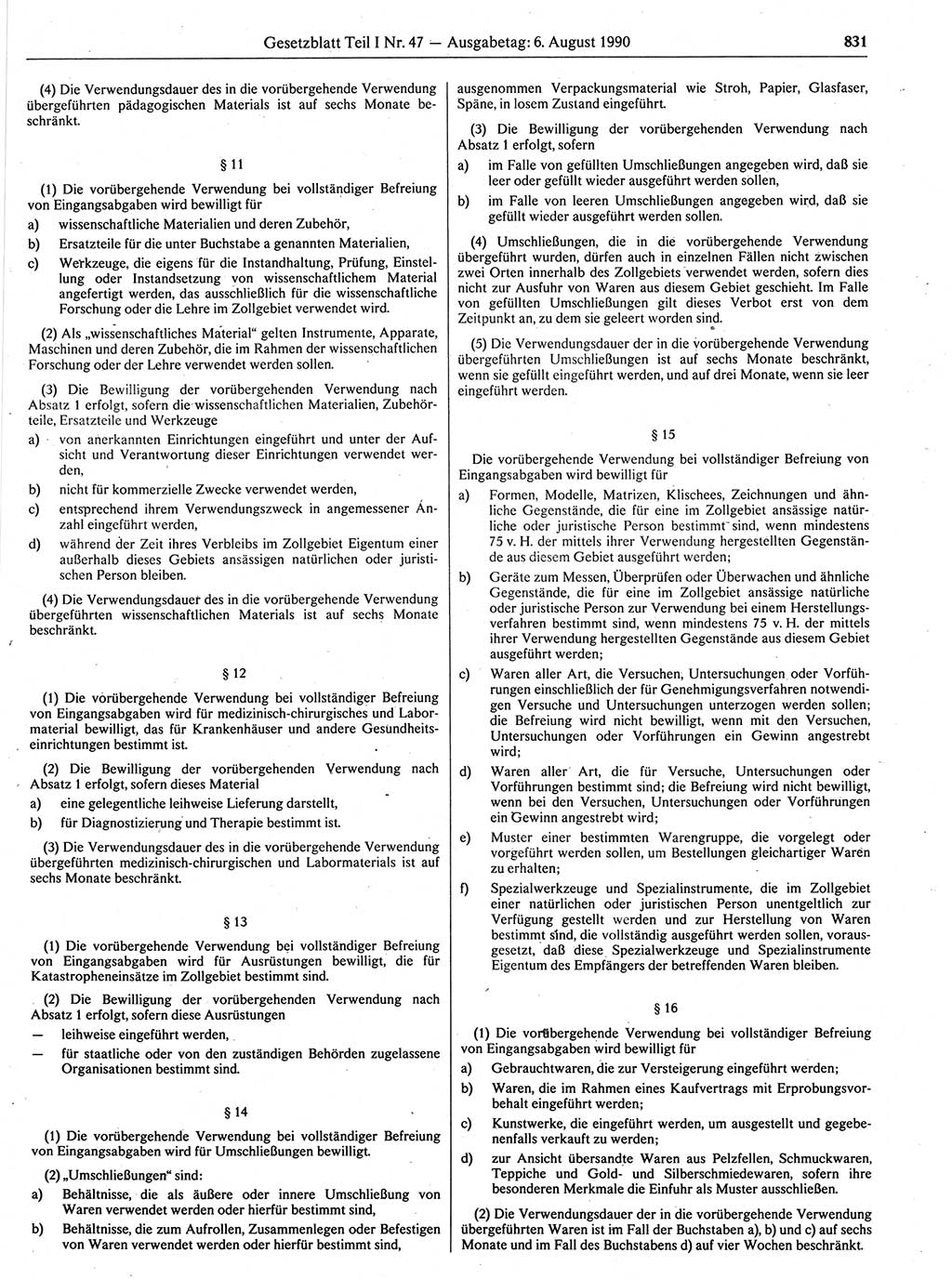Gesetzblatt (GBl.) der Deutschen Demokratischen Republik (DDR) Teil Ⅰ 1990, Seite 831 (GBl. DDR Ⅰ 1990, S. 831)