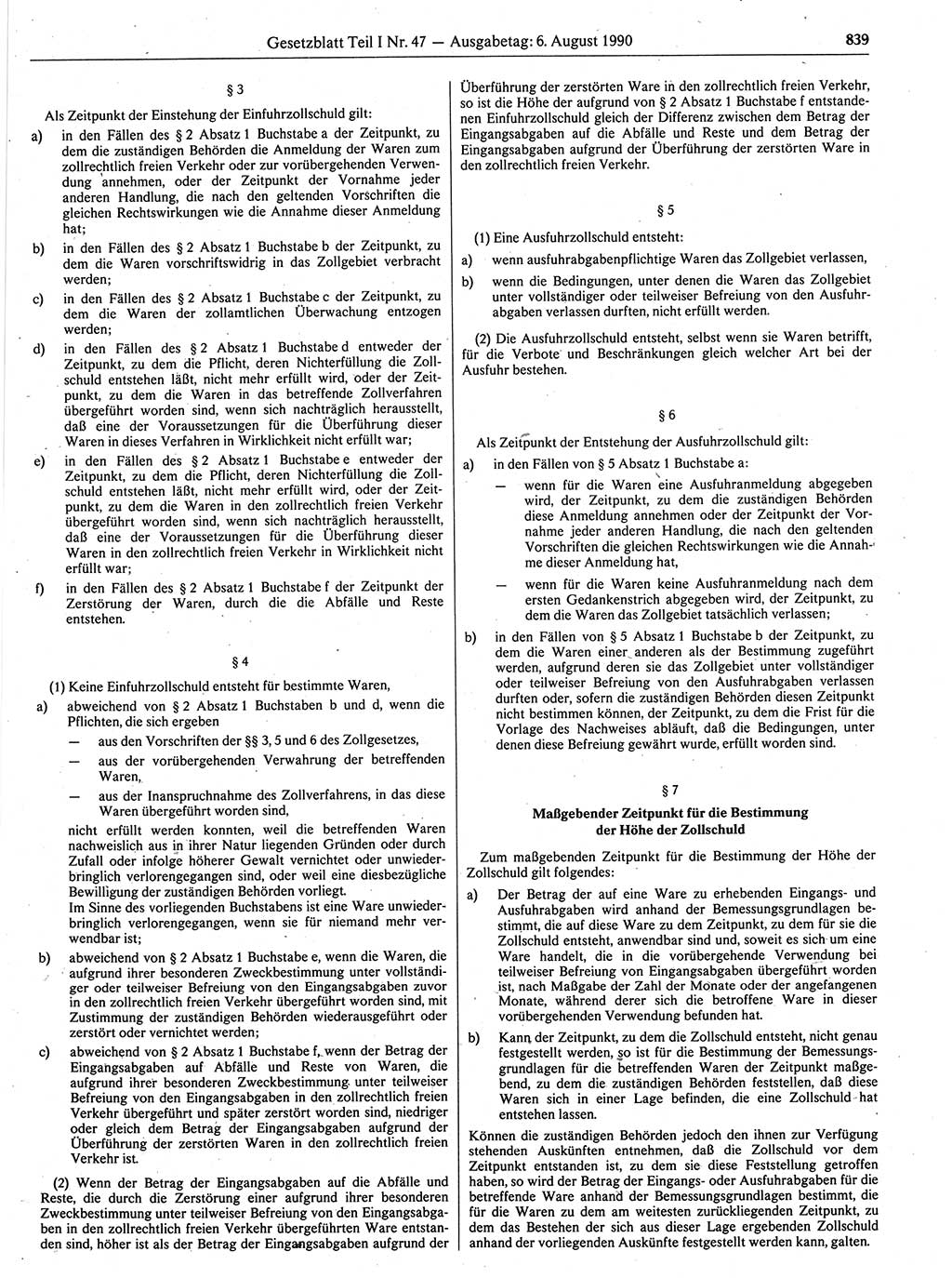 Gesetzblatt (GBl.) der Deutschen Demokratischen Republik (DDR) Teil Ⅰ 1990, Seite 839 (GBl. DDR Ⅰ 1990, S. 839)