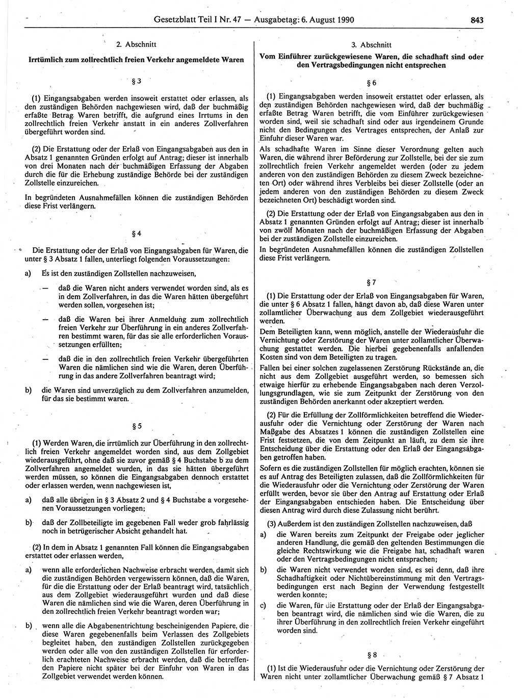 Gesetzblatt (GBl.) der Deutschen Demokratischen Republik (DDR) Teil Ⅰ 1990, Seite 843 (GBl. DDR Ⅰ 1990, S. 843)