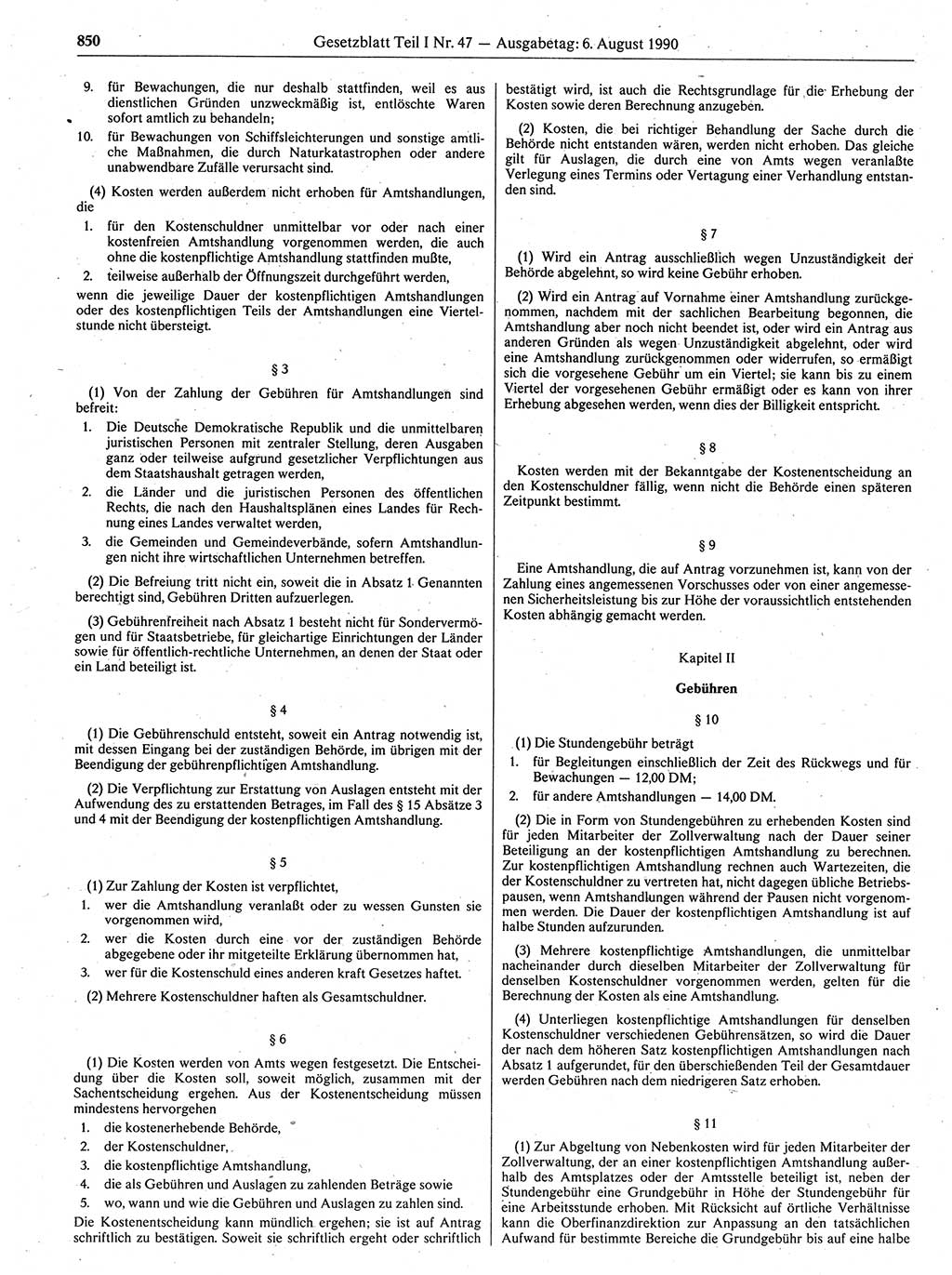 Gesetzblatt (GBl.) der Deutschen Demokratischen Republik (DDR) Teil Ⅰ 1990, Seite 850 (GBl. DDR Ⅰ 1990, S. 850)