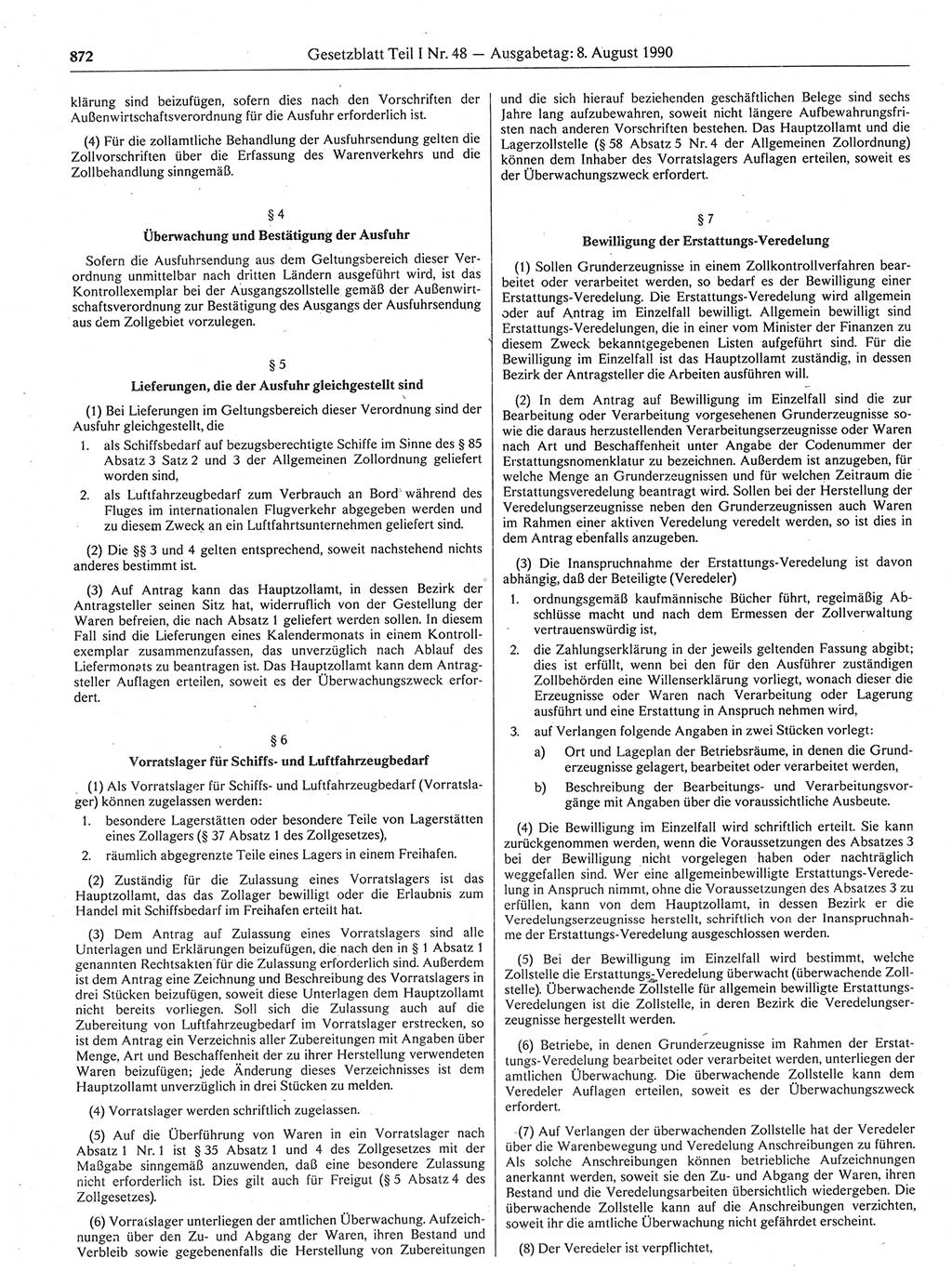Gesetzblatt (GBl.) der Deutschen Demokratischen Republik (DDR) Teil Ⅰ 1990, Seite 872 (GBl. DDR Ⅰ 1990, S. 872)