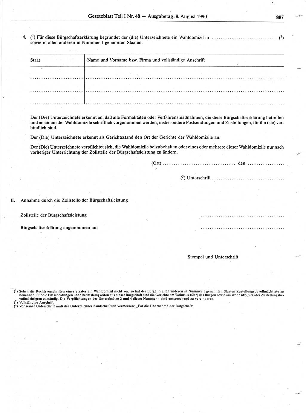 Gesetzblatt (GBl.) der Deutschen Demokratischen Republik (DDR) Teil Ⅰ 1990, Seite 887 (GBl. DDR Ⅰ 1990, S. 887)