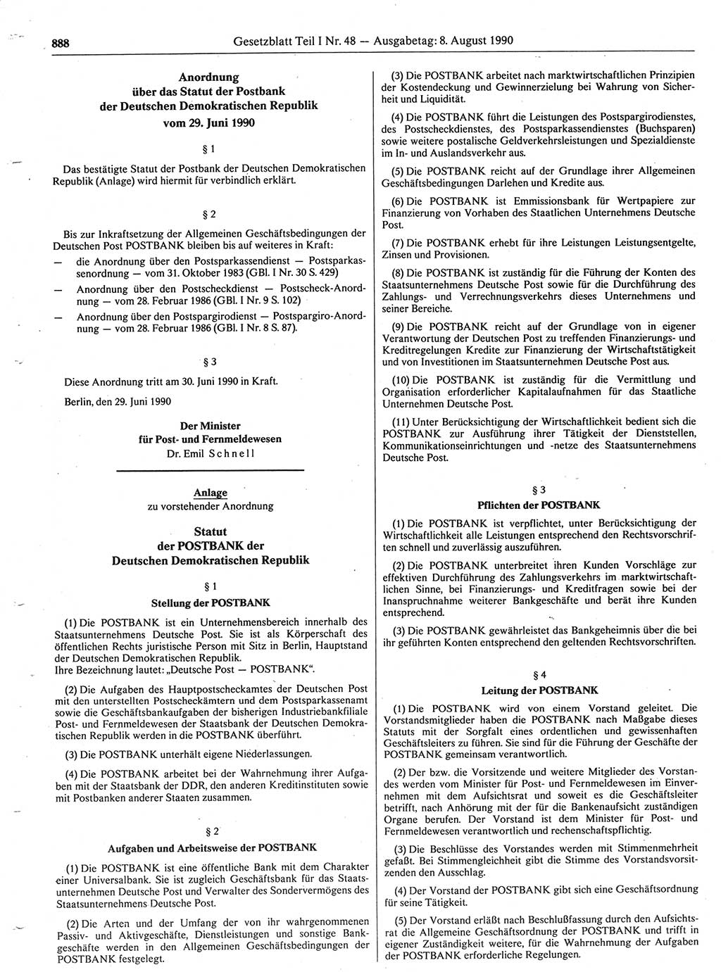 Gesetzblatt (GBl.) der Deutschen Demokratischen Republik (DDR) Teil Ⅰ 1990, Seite 888 (GBl. DDR Ⅰ 1990, S. 888)