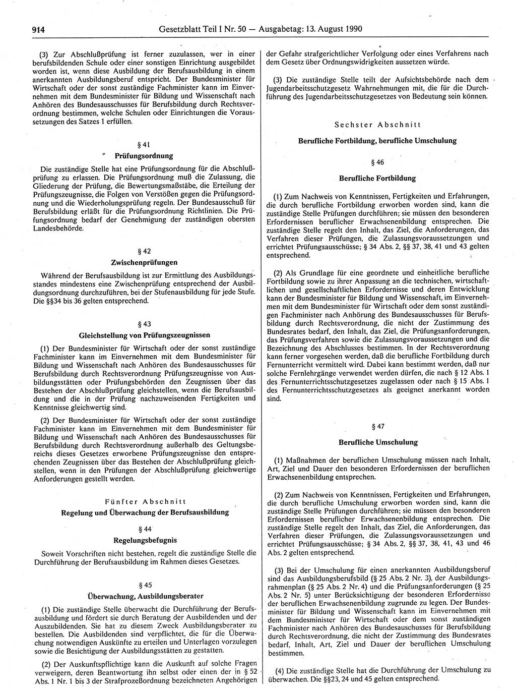 Gesetzblatt (GBl.) der Deutschen Demokratischen Republik (DDR) Teil Ⅰ 1990, Seite 914 (GBl. DDR Ⅰ 1990, S. 914)