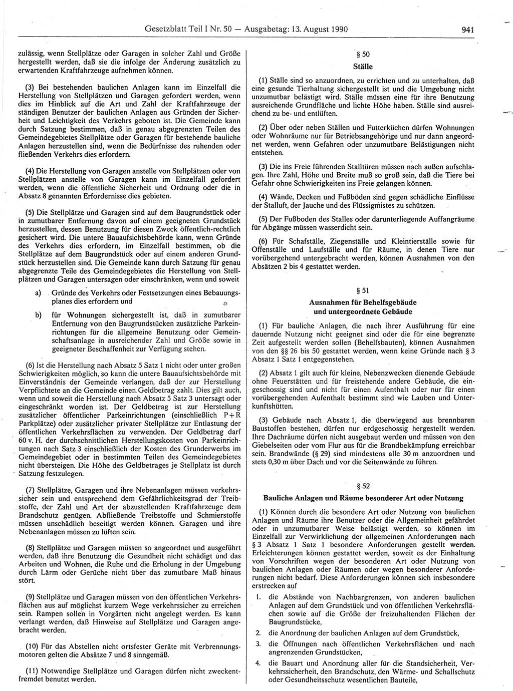 Gesetzblatt (GBl.) der Deutschen Demokratischen Republik (DDR) Teil Ⅰ 1990, Seite 941 (GBl. DDR Ⅰ 1990, S. 941)