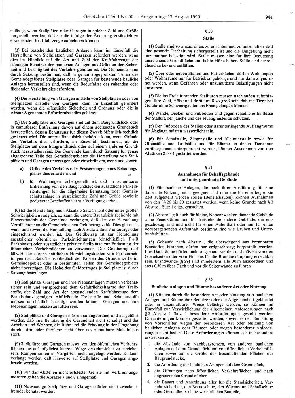 Gesetzblatt (GBl.) der Deutschen Demokratischen Republik (DDR) Teil Ⅰ 1990, Seite 941 (GBl. DDR Ⅰ 1990, S. 941)