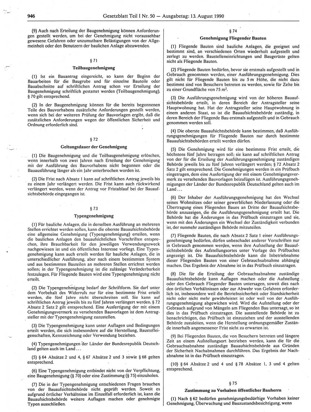 Gesetzblatt (GBl.) der Deutschen Demokratischen Republik (DDR) Teil Ⅰ 1990, Seite 946 (GBl. DDR Ⅰ 1990, S. 946)