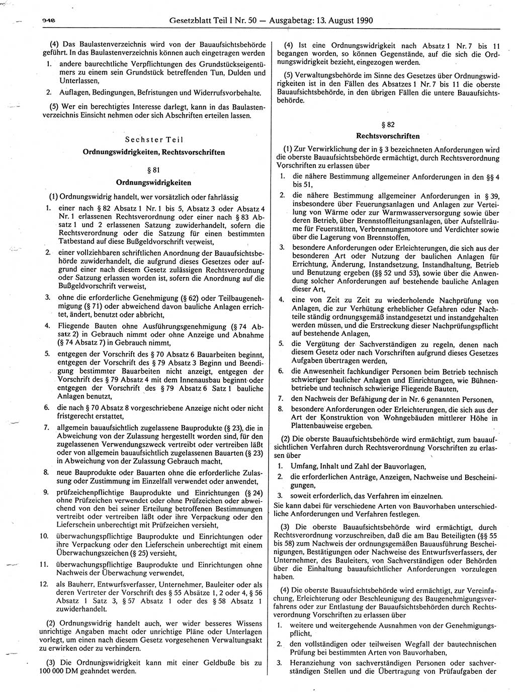 Gesetzblatt (GBl.) der Deutschen Demokratischen Republik (DDR) Teil Ⅰ 1990, Seite 948 (GBl. DDR Ⅰ 1990, S. 948)