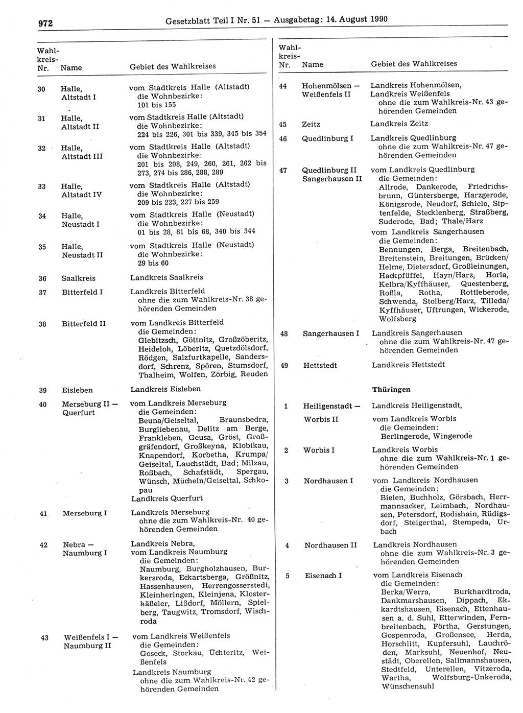 Gesetzblatt (GBl.) der Deutschen Demokratischen Republik (DDR) Teil Ⅰ 1990, Seite 972 (GBl. DDR Ⅰ 1990, S. 972)