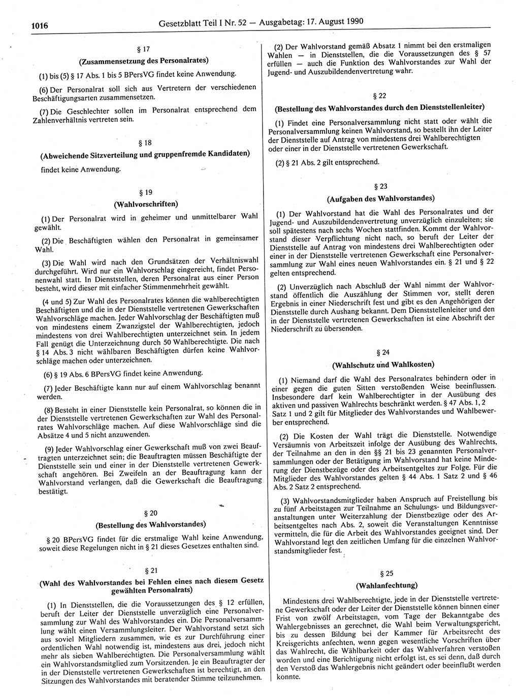 Gesetzblatt (GBl.) der Deutschen Demokratischen Republik (DDR) Teil Ⅰ 1990, Seite 1016 (GBl. DDR Ⅰ 1990, S. 1016)
