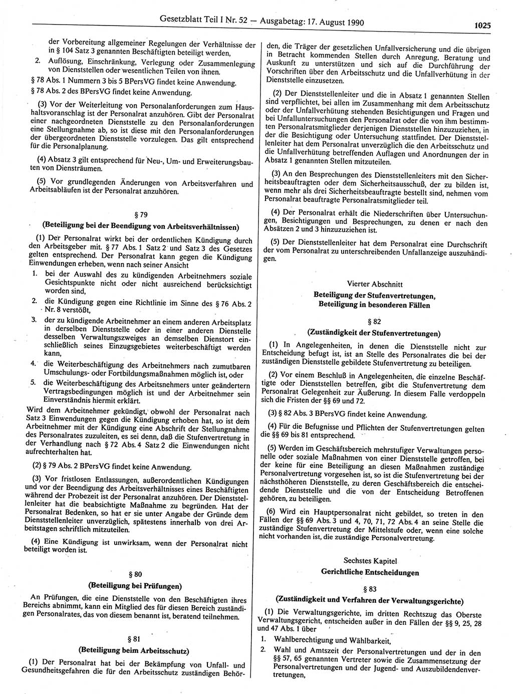 Gesetzblatt (GBl.) der Deutschen Demokratischen Republik (DDR) Teil Ⅰ 1990, Seite 1025 (GBl. DDR Ⅰ 1990, S. 1025)