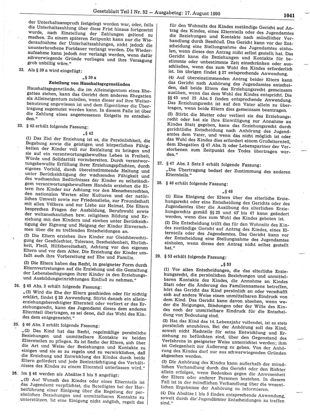 Gesetzblatt (GBl.) der Deutschen Demokratischen Republik (DDR) Teil Ⅰ 1990, Seite 1041 (GBl. DDR Ⅰ 1990, S. 1041)