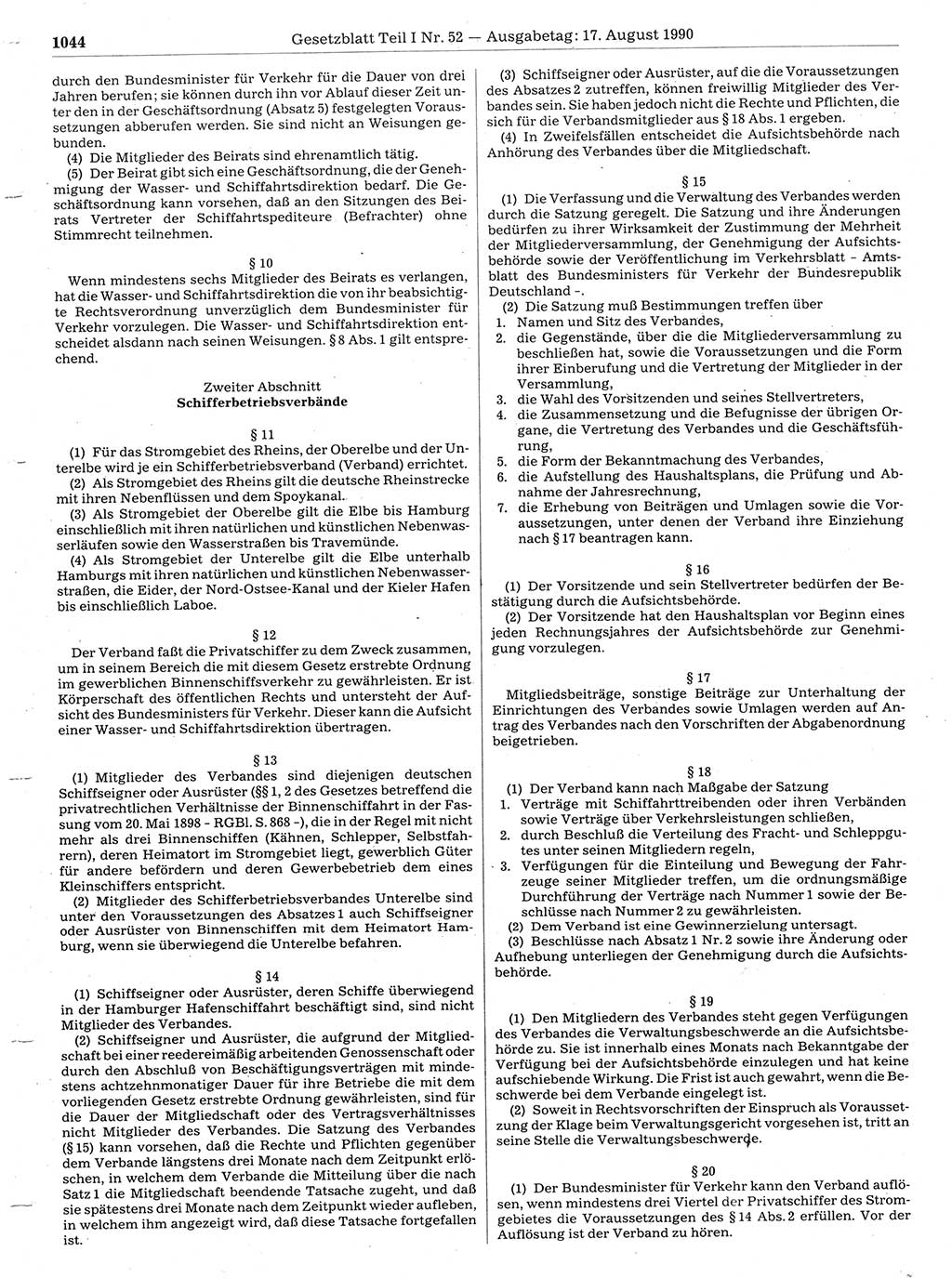 Gesetzblatt (GBl.) der Deutschen Demokratischen Republik (DDR) Teil Ⅰ 1990, Seite 1044 (GBl. DDR Ⅰ 1990, S. 1044)