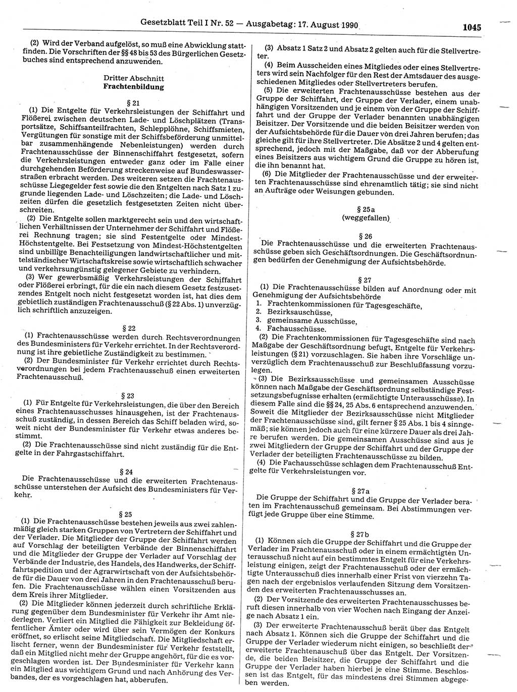 Gesetzblatt (GBl.) der Deutschen Demokratischen Republik (DDR) Teil Ⅰ 1990, Seite 1045 (GBl. DDR Ⅰ 1990, S. 1045)