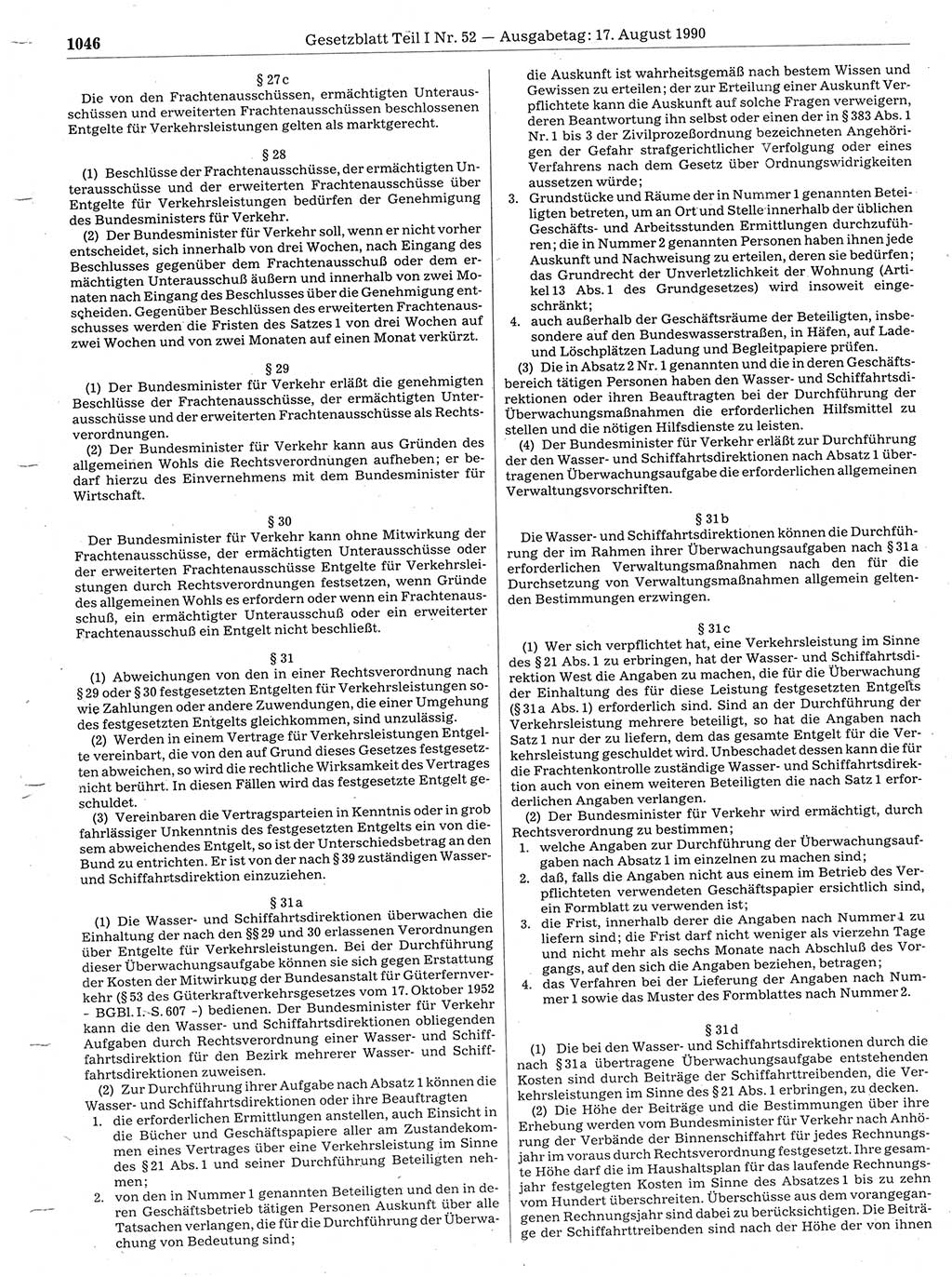 Gesetzblatt (GBl.) der Deutschen Demokratischen Republik (DDR) Teil Ⅰ 1990, Seite 1046 (GBl. DDR Ⅰ 1990, S. 1046)